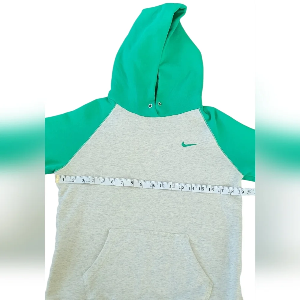 Nike Gray and Green Hooded Pullover Sweatshirt, Women's Medium